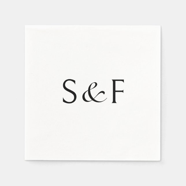 Minimale Elegant Monogram Script Hochzeit Serviette (Vorderseite)