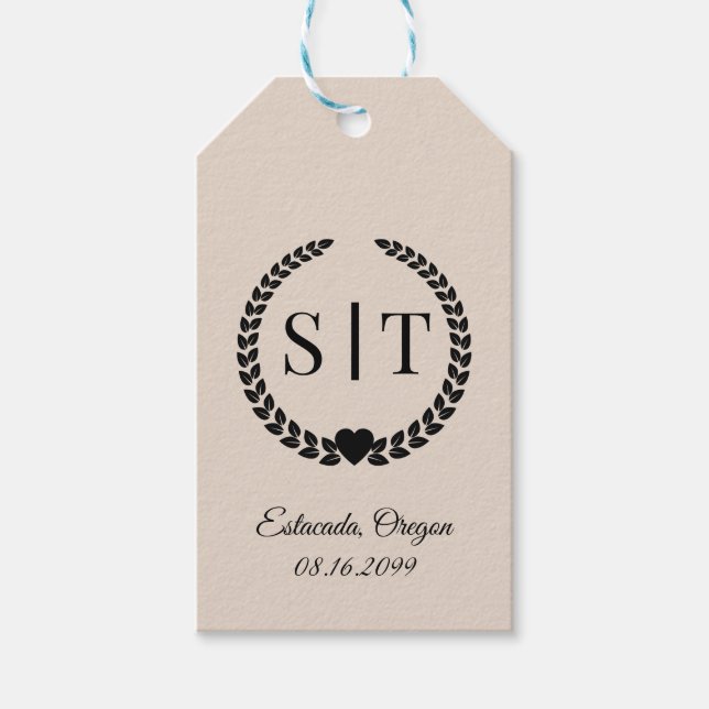 Minimale Elegant Typografy Monogram Initials Geschenkanhänger (Vorderseite)