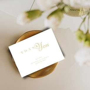 Minimale Elegant White and Gold Typografy Wedding Dankeskarte