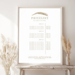 Minimale elegante Augenbrauen-Salon-Preisliste Poster