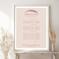 Minimale elegante Augenbrauen-Salon-Preisliste