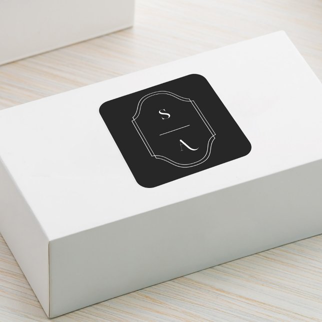 Minimale Elegante benutzerdefinierte Monogramm-Wap Quadratischer Aufkleber (Von Creator hochgeladen)