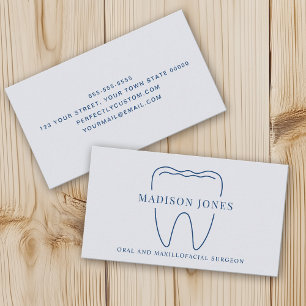 Minimale elegante blaue Zahnarzt-Logo Modern Visitenkarte