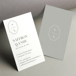 Minimale Elegante Custom Monogram Wappen Moss Gray Visitenkarte
