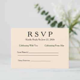 Minimale elegante Elfenbein-RSVP-Karte RSVP Karte