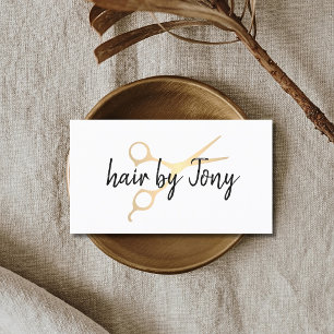 Minimale elegante falsche Gold-Schere Hairstylist Visitenkarte