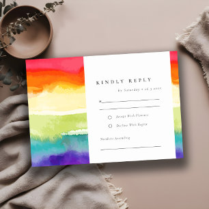Minimale Elegante farbenfrohe Rainbow-Hochzeit RSVP Karte