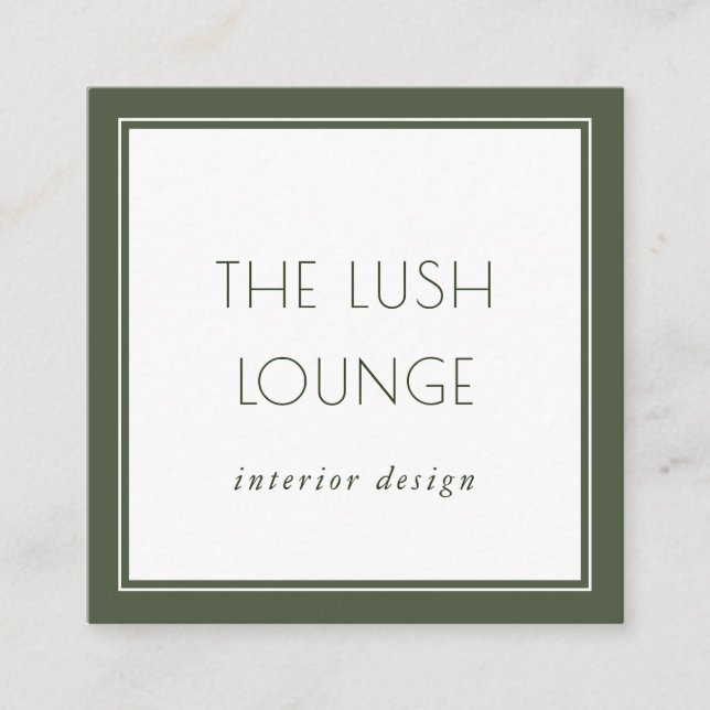 Minimale elegante Green Frame Border Business Card Quadratische Visitenkarte (Vorderseite)