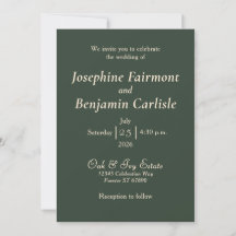 Minimale elegante grüne Jäger-Hochzeitseinladung