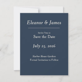 Minimale elegante Hafenblaue Save-the-Date-Karte Save The Date