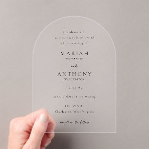 Minimale elegante Hochzeit Acryleinladungen