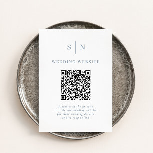 Minimale elegante Hochzeit mit dusty blauem und we Begleitkarte