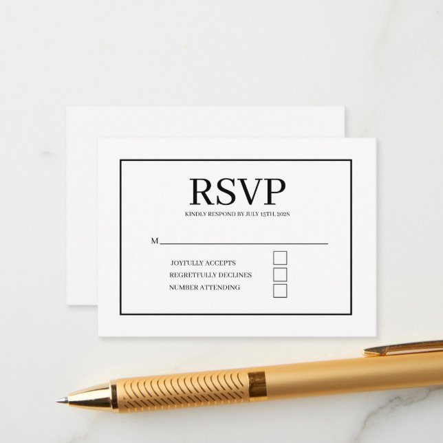 Minimale elegante Hochzeits-RSVP-Karte Begleitkarte (Vorderseite/Rückseite Beispiel)
