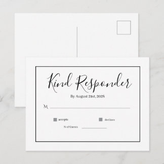 Minimale elegante Hochzeits-RSVP-Postkarte Postkarte