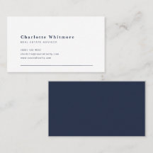 Minimale elegante Immobilie | Navy-Back-Design