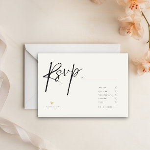 Minimale elegante Kalligrafie-Typo-Hochzeit RSVP Karte