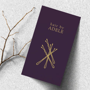 Minimale elegante lila-goldene Haarnadeln für den  Visitenkarte