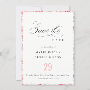 Minimale elegante moderne Blush Paisley-Typografie Save The Date