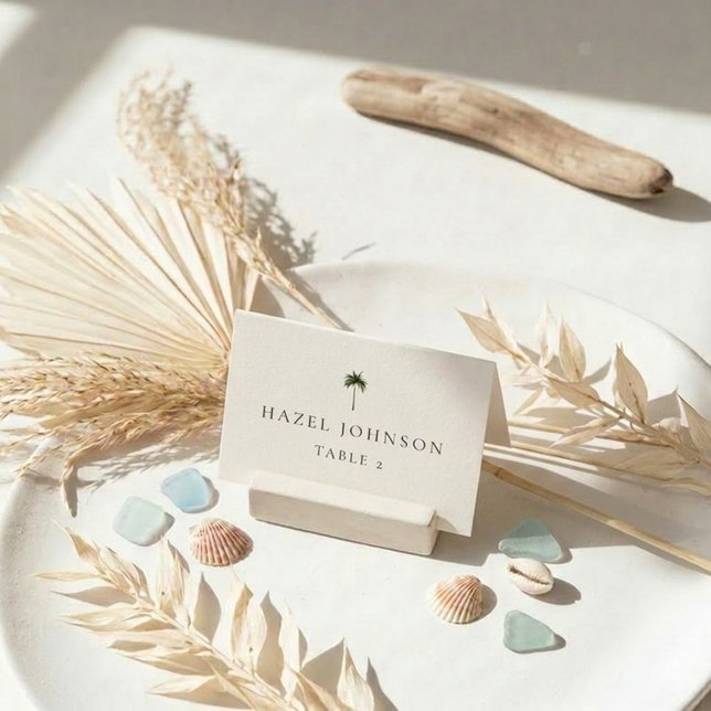 Minimale elegante Palmwedding-Platzkarten Tischnummer (Von Creator hochgeladen)
