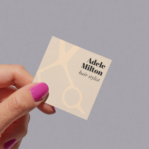 Minimale Elegante Pastel Rose Scheren Friseursalon Quadratische Visitenkarte