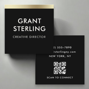 Minimale elegante schwarze Gold-QR-Code-Visitenkar Quadratische Visitenkarte