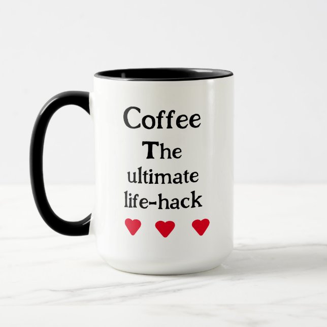minimale elegante Schwarzweißskripttypografie Tasse (Links)