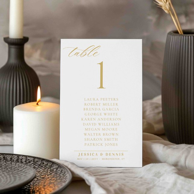 Minimale elegante Script-Hochzeitstisch-Sitzkarte Einladung (Von Creator hochgeladen)