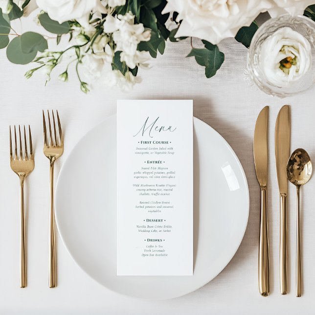 Minimale elegante Skript-Hochzeit Menükarte (Von Creator hochgeladen)