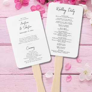 Minimale elegante Skript Schwarz-Weiß-Hochzeitspro Fächer