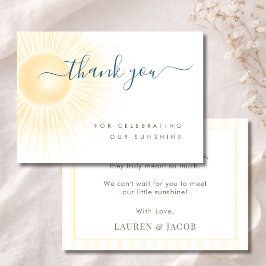 Minimale elegante sonnige neutrale Babyparty Dankeskarte
