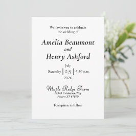 Minimale elegante weiße Hochzeitseinladung Einladung
