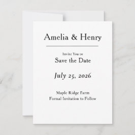 Minimale elegante weiße Save-the-Date-Karte Save The Date