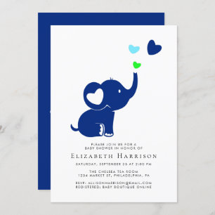 Minimale Elephant Blue Baby Duwer Virtual Option Einladung
