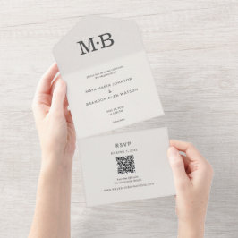 Minimale Elopement All-in-One Hochzeitseinladung All In One Einladung