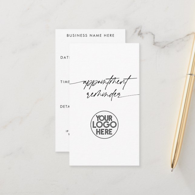 Minimale Erinnerung-Script-Logo Terminkarte (Vorderseite/Rückseite Beispiel)