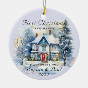 Minimale erste Weihnachten in unserer neuen Zuhaus Keramik Ornament