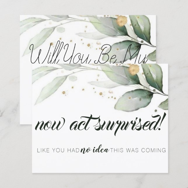 Minimale Eukalyptus Bridesmaid-Vorschlagskarte (Vorne/Hinten)