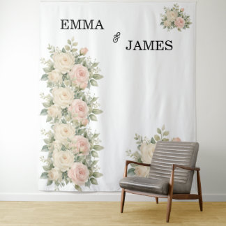 Minimale Eukalyptus-Hochzeitskulisse-Banner Wandteppich