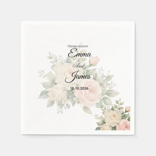 Minimale Eukalyptus-Hochzeitspapier-Serviette Serviette (Vorderseite)