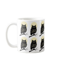 Minimale Eule Tasse Schwarz und Weiß Wald Tier Mon