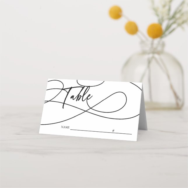 Minimale Extravagante Script "Table" Calligrafy We Platzkarte (Vorderseite)