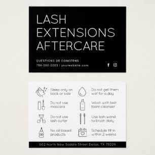 Minimale Eyelash-Erweiterungen Lash Aftercare Card