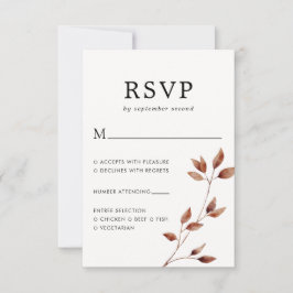 Minimale Fall Leaf Botanische Hochzeit RSVP Karte