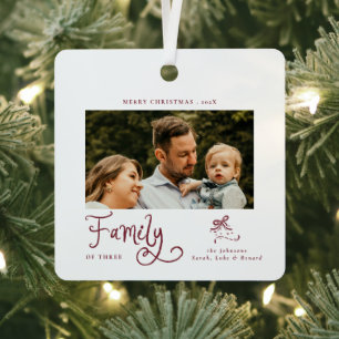 Minimale Familienfoto Weihnachten Whimsical Frohe Ornament Aus Metall