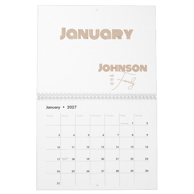 Minimale Familienname-Typografie Kalender (Jan 2027)