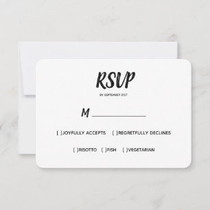 Minimale Farbe Schwarz Wahl des Hochzeitsmahls RSVP Karte