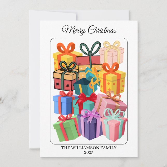 Minimale farbenfrohe Geschenke Feiertagskarte (Vorderseite)