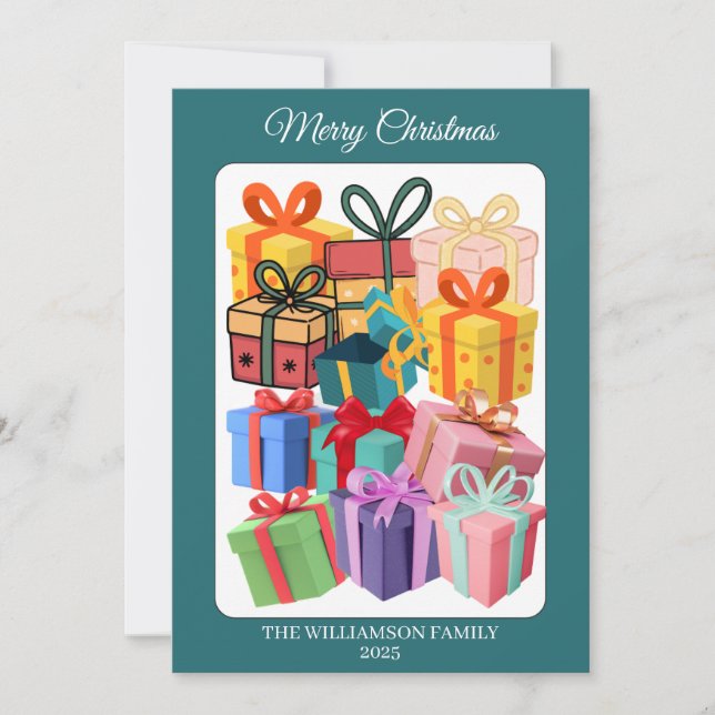 Minimale farbenfrohe Geschenke Feiertagskarte (Vorderseite)