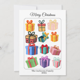 Minimale farbenfrohe Geschenke-Feiertagskarte Feiertagskarte