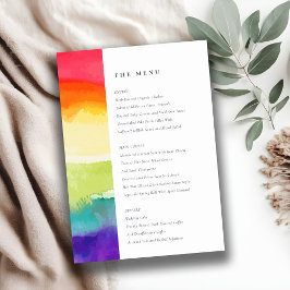 Minimale farbenfrohe Rainbow Wedding Menu Card Einladung